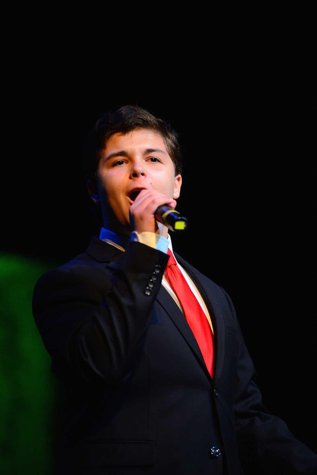 (photo courtesy of Mr. Hubert Worley) Lawson Marchetti sings "I Can't Give You Anything But Love"