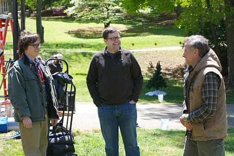 Actor Clark Duke, director Tom Rice, and the late Robin Williams on the set of the upcoming film Merry Friggin Christmas. Photo courtesy of Tom Rice.
