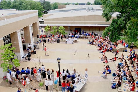 Students gather to watch a Rolling Stones cover. Photo courtesy Brook McCulley.